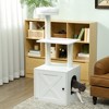 PawHut Cat Tree with Litter Box Enclosure for Indoor Cats with Scratching Posts, Bed, Climbing Platforms, Modern Style Pet Furniture, White - 2 of 4