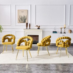 KWPZQEB Accent Puffy Bubble Chair, Velvet Ball Chain Dining Chair w/ 4 Metal Legs, Modern Armchair w/ Upholstered for Dining Room, Kitchen - 1 of 4
