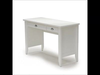 Soft White Wood Executive Desk with Drawer and Keyboard Tray