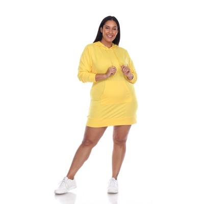 Women's Plus Size Hoodie Sweatshirt Dress - White Mark