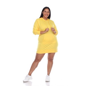 Women's Plus Size Hoodie Sweatshirt Dress - White Mark - 1 of 4