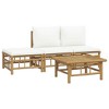 vidaXL 4 Piece Patio Lounge Set with Cream White Cushions Bamboo - 3 of 4