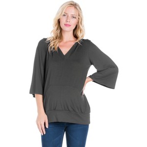 24seven Comfort Apparel Womens Oversized Maternity Fashion Hoodie Top - 1 of 4
