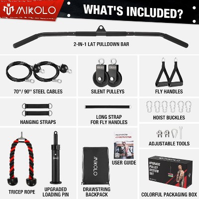 Upgraded Weight Lift Pulley System - LAT Pulley Attachments with Adjustable Length Cable for Full Body Training, Home Gym Set