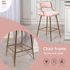 QingMoon Modern Bar Stools Set of 2, Corduroy Counter Height Chairs with Curved Backrest, Golden Chromed Base and Footrest for Kitchen Island - 2 of 4