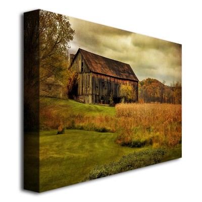 Old Barn on Rainy Day Framed Canvas Landscape Art