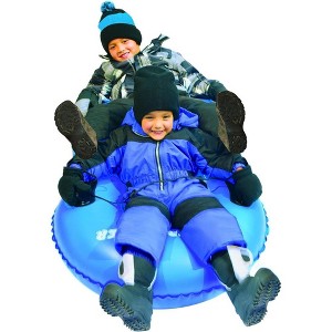 Slippery Racer Air Dual Adults and Kids Inflatable Sledding Snow Tube Sled Rider with 4 Reinforced Handles for 2 Riders - 1 of 2