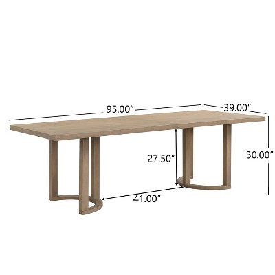 Evat 95" Light Ash Rubberwood Modern 8-Seater Dining Table