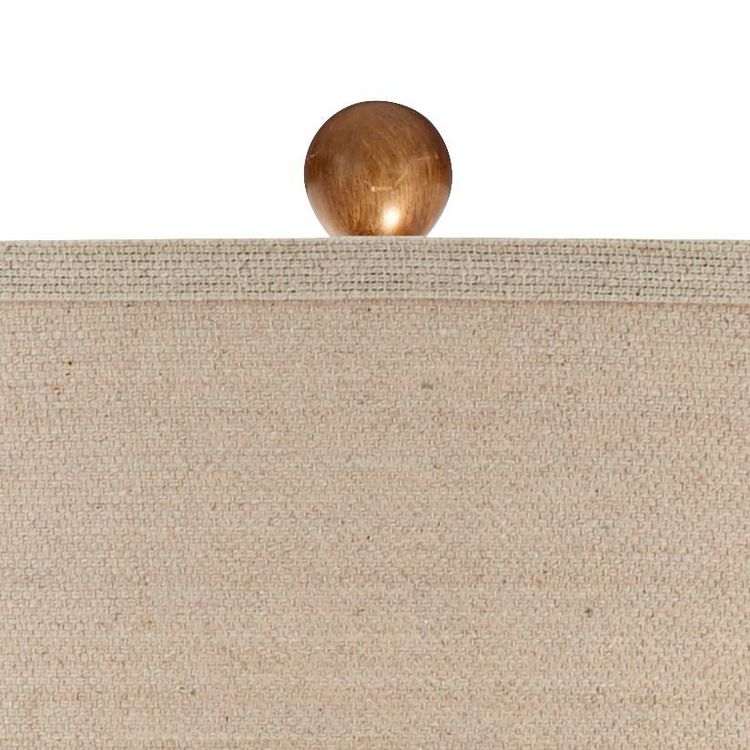 Possini Euro Design Kingston Modern Mid Century Table Lamps 32 3/4" Tall Set of 2 White Textured Ceramic Taupe Drum Shade for Bedroom Living Room Home, 3 of 9