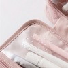 Anna-Kaci Hanging Toiletry Bag with Multiple Transparent Compartments and Travel Hook - Pink - 3 of 4