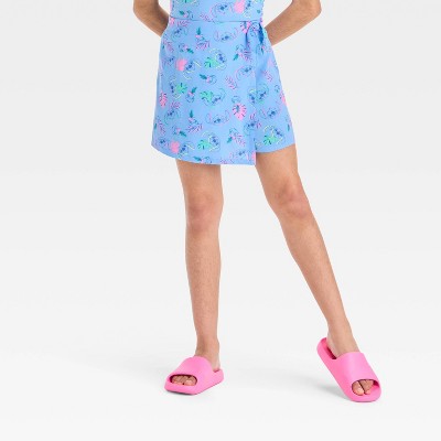 Girls' Disney Stitch Printed Wrap Skort - Blue
