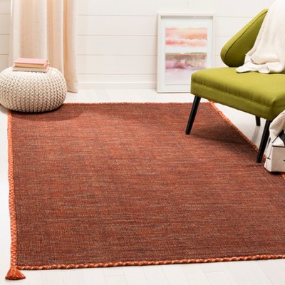 Coastal Charm Orange/Black Hand Woven Cotton-Viscose Area Rug 9' x 12'