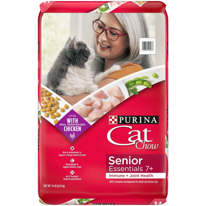 Purina Cat Chow Immune &#38; Joint Health Senior Essentials Chicken Flavor Dry Cat Food - 14lbs, 1 of 9