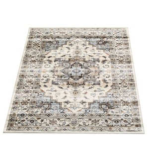 5x7 Area Rug, Machine Washable Rugs for Bedroom, Vintage Distressed Accent Rug, Stain Resistant Throw Kitchen Rugs with Non Slip Backing, Traditional - 1 of 4