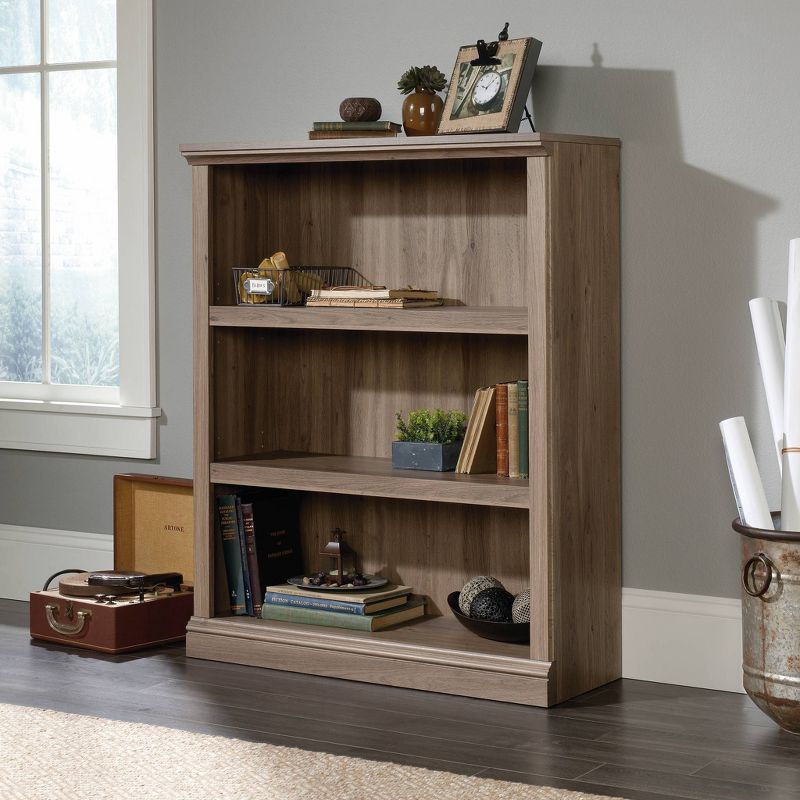 43.78&#34;Shelf Bookshelf Salt Oak - Sauder: Adjustable 3-Shelf Storage, Wood Composite, Light Brown, 3 of 9