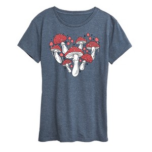 Women's - Instant Message - Mushroom Heart Short Sleeve Graphic T-Shirt - 1 of 4