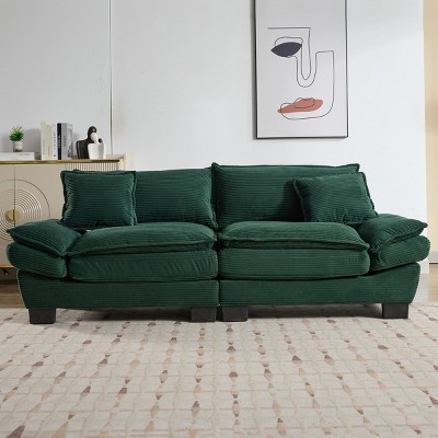 Modern 3-Seater Corduroy Sofa, Comfy Deep Seat Couch with Pillows, Upholstered for Living Room, Bedroom, Apartment or Office – Cuddlewood