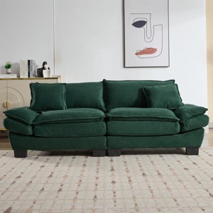 Modern 3-Seater Corduroy Sofa, Comfy Deep Seat Couch with Pillows, Upholstered for Living Room, Bedroom, Apartment or Office – Cuddlewood - 1 of 4