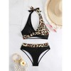 Womens Color Block Swimsuits Sets 2 Piece Halter Neck Bikini Sets V Neck Bating Suits Sets Front Twist Mid Waist Swimsuits for Summer - 3 of 4