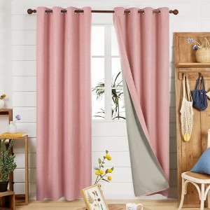 Deconovo 2 Panels Solid Color Full Blackout Curtain with White Grommet, No Tiebacks - 1 of 4