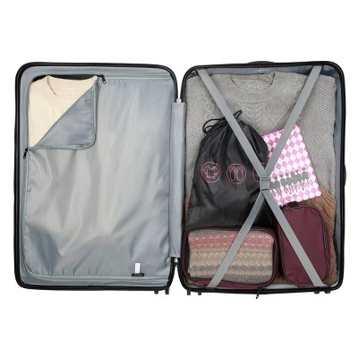 Skyline Hardside Large Checked Spinner Suitcase - Oxford Tan: Telescoping Handle & 8 Wheels ‼️has scratches on the outside ‼️