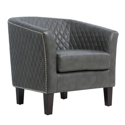 Upholstered Quilt Back Barrel Accent Chair Stormy Gray - HomeFare