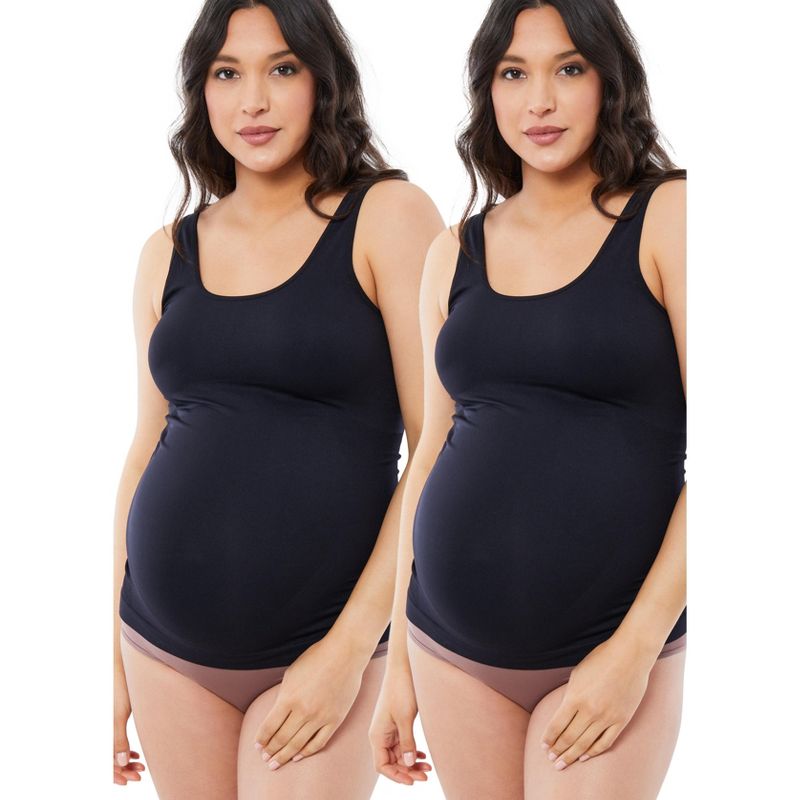 Ingrid & Isabel Basics Maternity Belly Support Cami Bundle 2 Pack, 1 of 8