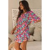 Amaryllis Women's Floral Print Babydoll Mini Dress Puff Sleeves V-Neckline Relaxed Fit Lightweight Boho Dress - 2 of 4