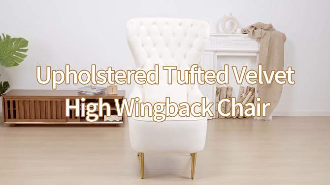 Upholstered Tufted High Wingback Chair - Kinwell, 2 of 12, play video
