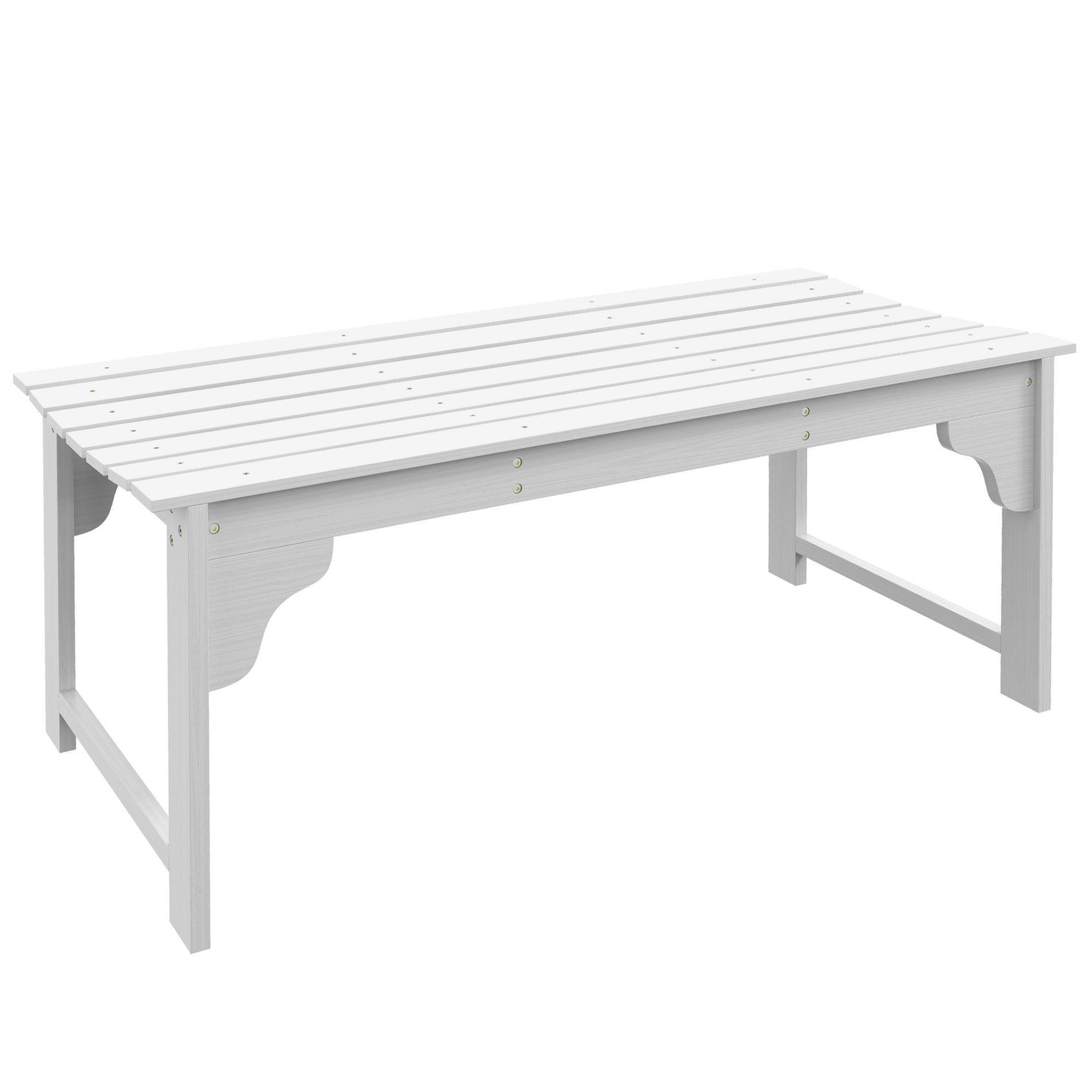 Dexmalle White Patio Park Bench with Slatted Seat
