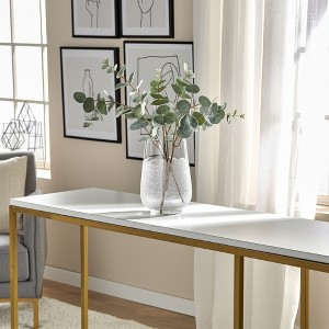 Modern Glass Vase with Crushed Glass Texture - Elegant Decorative Centerpiece for Home, Office, Bedroom, and Living Room - 10" Clear & Frost - 1 of 4