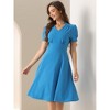INSPIRE CHIC Women's Work Short Puffle Sleeve V Neck Collared Midi Dresses - 4 of 4