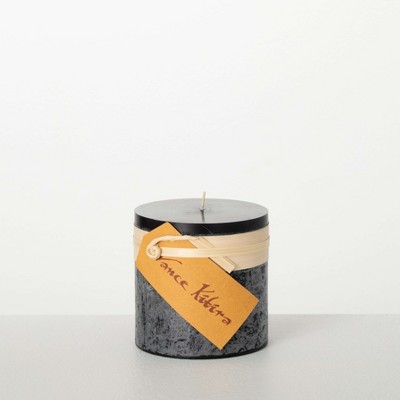 4.25" Vance Kitira Distressed Black Pillar Candle