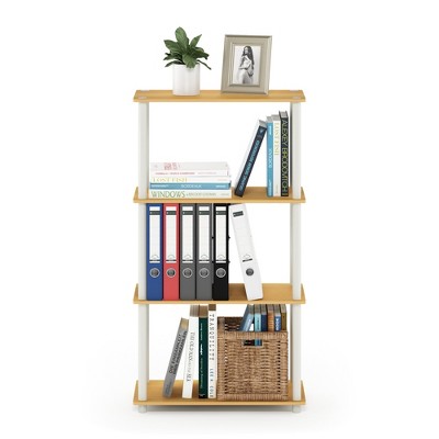 Sleek Beech & White 4-Tier Open Design Storage Shelf