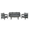 Outdoor 4 Pcs Patio Furniture Set, Seating Set with Loveseat and Plastic Wood Table, Lounge Set with Iron Frame and PE Cushions-Coolbibila - 4 of 4