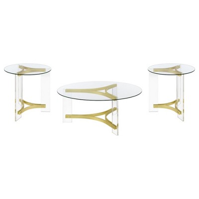 Coaster,Janessa Round Glass Top Acrylic Leg Coffee Table
