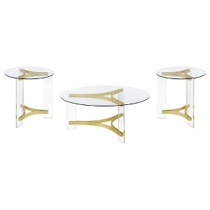 Coaster,Janessa Round Glass Top Acrylic Leg Coffee Table - 1 of 4