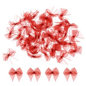 Unique Bargains Fabric Craft Gift Packaging Accessories Satin Mini Ribbon Bows 50 Pcs - 1 of 4