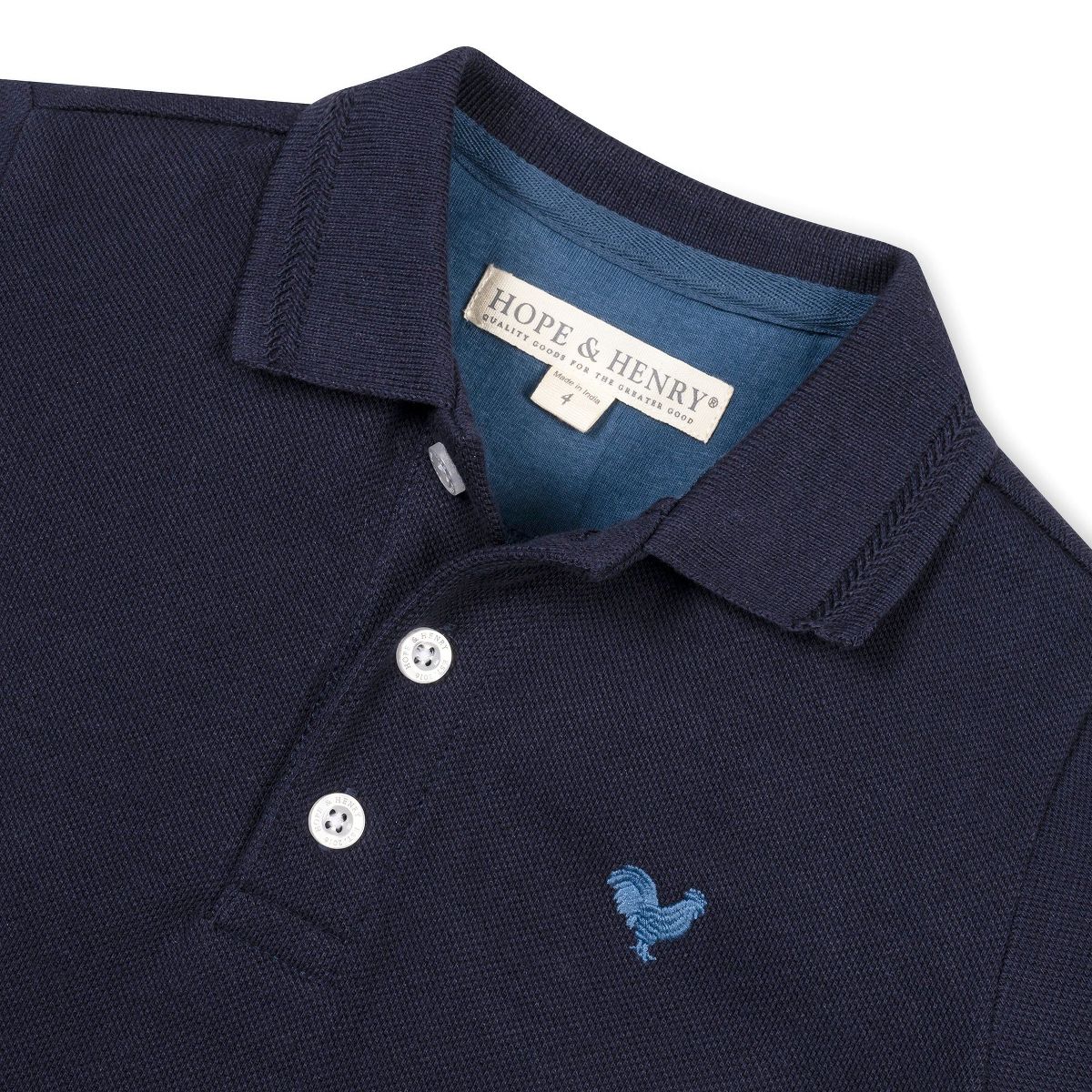 Hope & Henry Organic Short Sleeve Knit Pique Polo Shirt, Kids - thumbnail 5