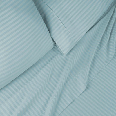 Light Blue Egyptian Cotton Deep Pocket Queen Sheet Set