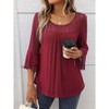 Coolmee Women's Ruffle 3/4 Sleeve Elegant Dressy Blouses Crew Neck Double Layers Mesh Tunic Tops - 2 of 4
