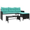 vidaXL Patio Sofa with Table and Cushions L-Shaped Black Poly Rattan - 2 of 4