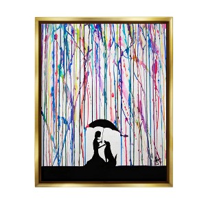 Stupell Industries Modern Vivid Drip Silhouette Couple Framed Floater Canvas Wall Art - 1 of 4
