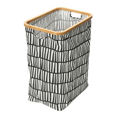 Household Essentials Bamboo Rimmed Rectangular Krush Hamper Black/White