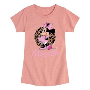 Girls' - Disney - Minnie Leopard Print Fitted Short Sleeve Graphic T-Shirt - 1 of 4