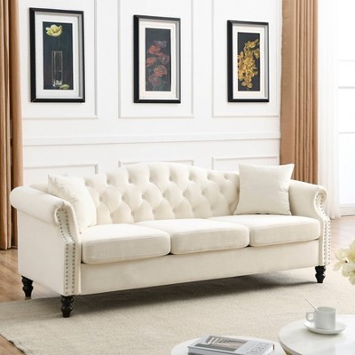 VYNXARIA sofa for Living Room,2 Seater Sofa Tufted Couch with Rolled Arms and Nailhead for Living Room,Bedroom