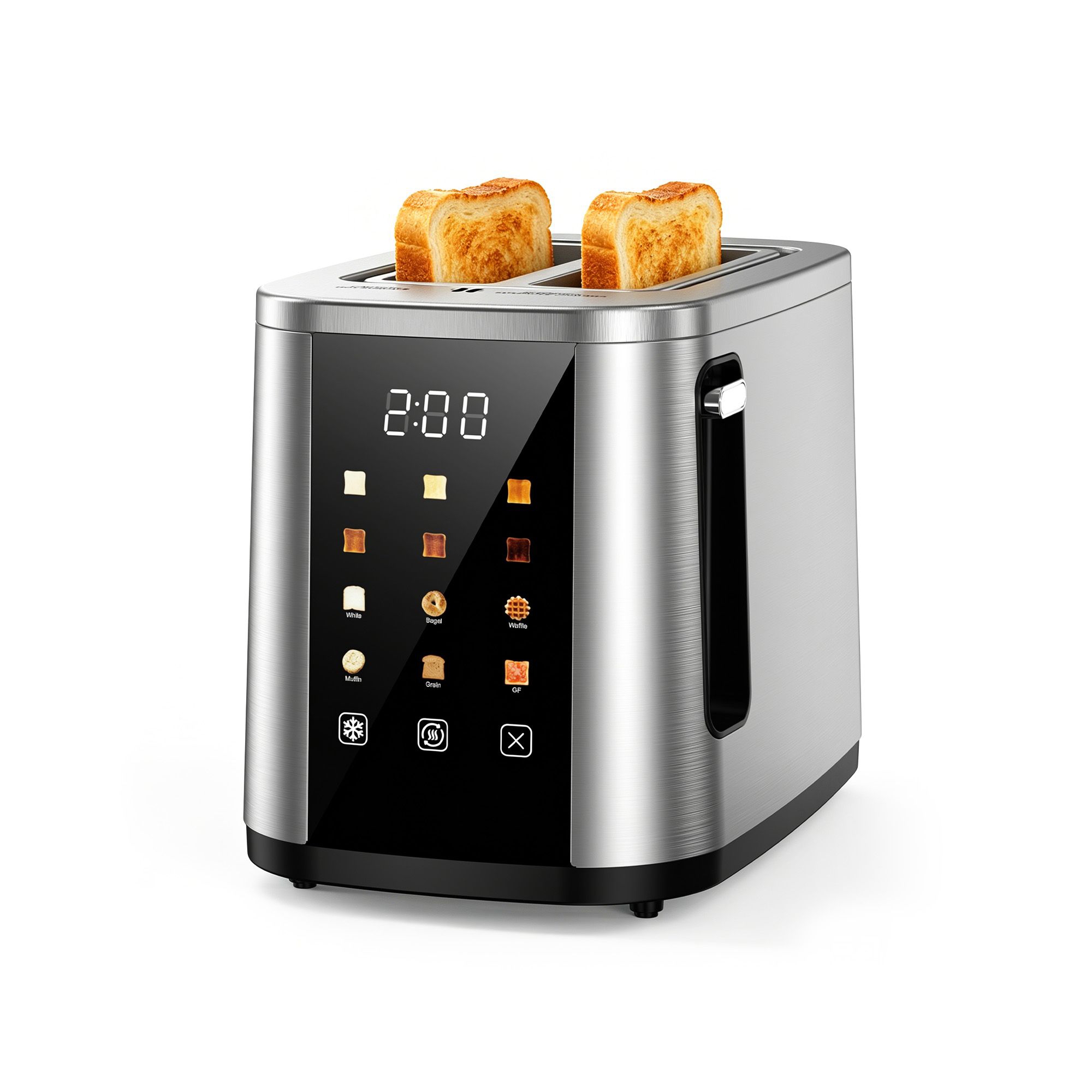 Teendow Touch Screen Toaster 2 Slice, 800W Stainless Steel Digital Smart Toaster with Dual Controls,6 Shade Levels