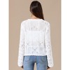 INSPIRE CHIC Women's Casual V Neck Tie Front Lightweight Long Sleeve Mesh Crochet Cropped Cardigan - 3 of 4