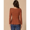 INSPIRE CHIC Women's Long Sleeve Scoop Neck Casual Peplum Shirt - 4 of 4