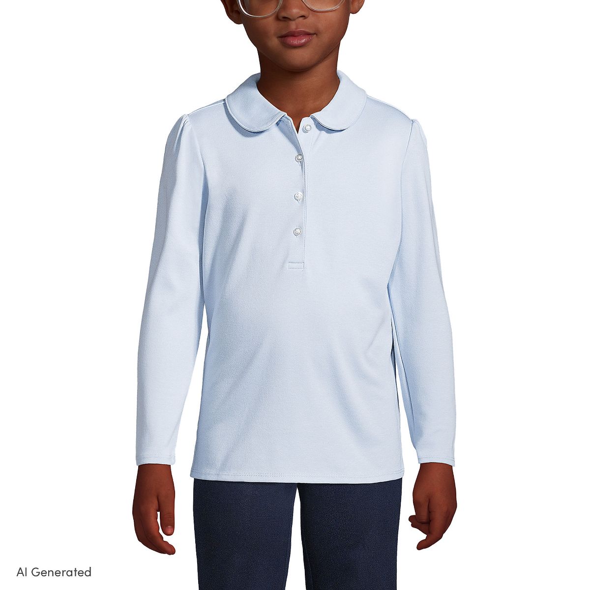Lands' End Kids Long Sleeve Peter Pan Collar Polo Shirt